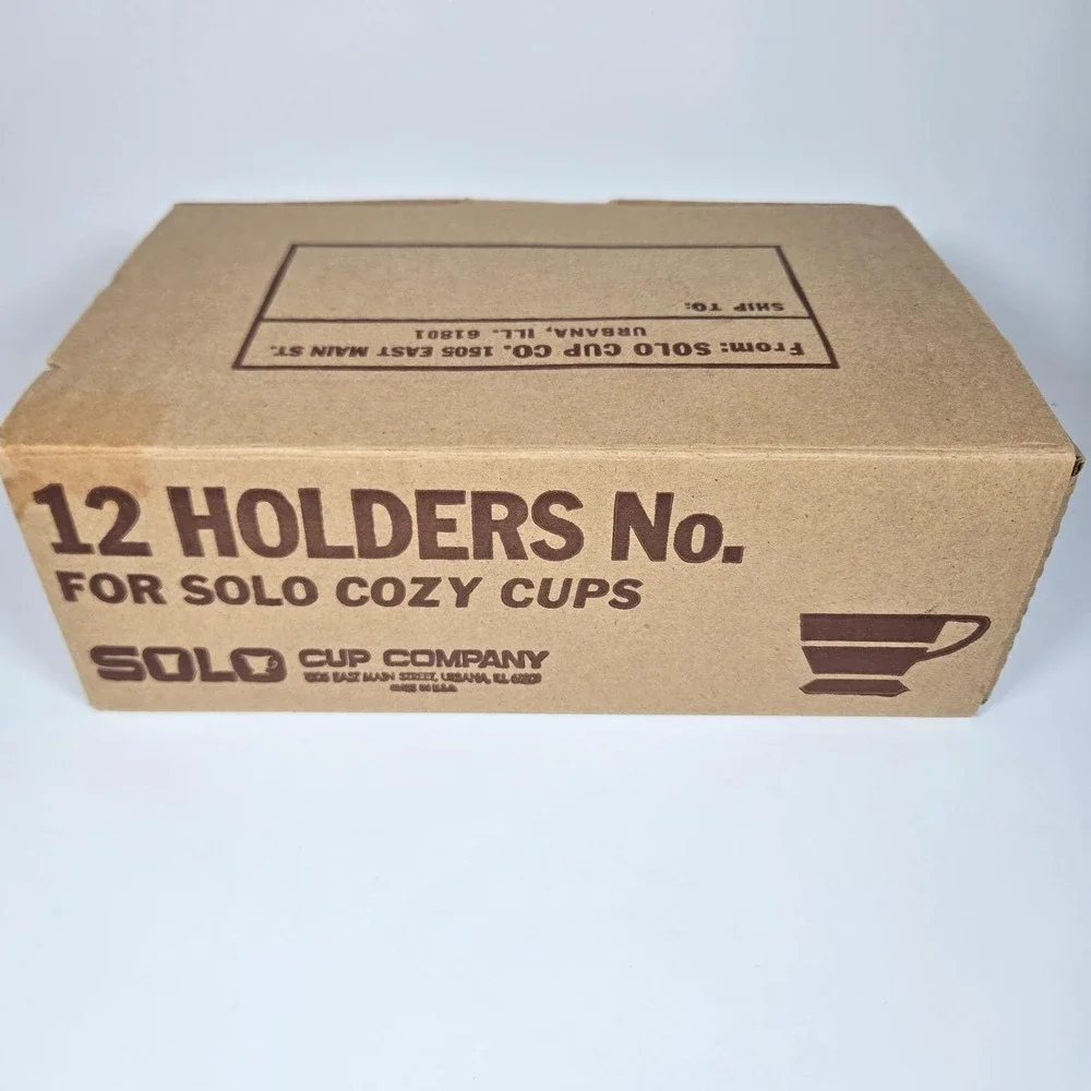 Vintage SOLO Cozy Cup Holders Blue Plastic Stackable 8 Original Box Retro‎ MCM